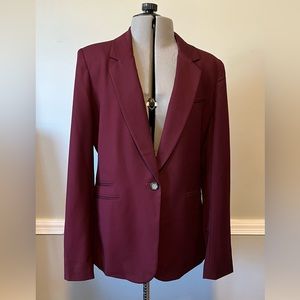 Elizabeth and James One Button Wine Colored Blazer Size 8